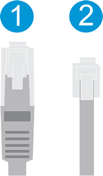 影像：Ethernet 纜線和電話線範例。