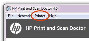圖像： 在「HP Print and Scan Doctor」視窗中，點擊 「印表機」。