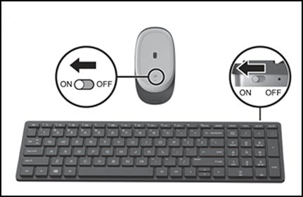 On/off switch on wireless mouse and keyboard